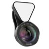 Porodo 3 in 1 Phone Camera Lens with Detachable Flash 3 Level Brightness – Adjustable Angle – 0.6x Wide Angle Lens – 15x Macro Lens – Dual Lens Suitable for Smartphones – Black