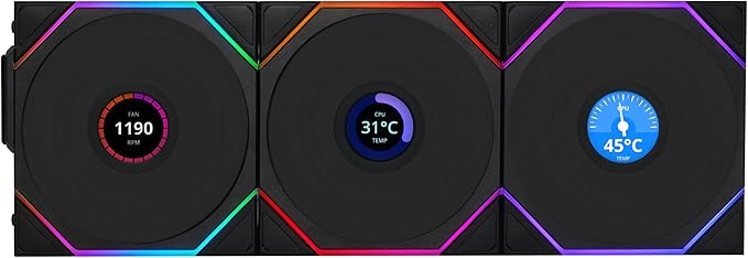 Lian Li UNI Fan SL Wireless 120 RGB Triple Pack Fan - Black | 12SL1W3B