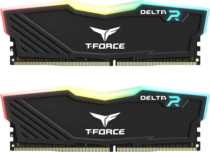 RGB DDR4 TEAMGROUP Team T-Force Delta Gaming Memory, 2 x 8 GB, 3600 Mhz, 288 Pin DIMM, Black