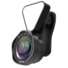 Porodo 3 in 1 Phone Camera Lens with Detachable Flash 3 Level Brightness – Adjustable Angle – 0.6x Wide Angle Lens – 15x Macro Lens – Dual Lens Suitable for Smartphones – Black
